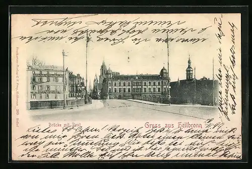 Relief-AK Heilbronn, Brücke mit Post