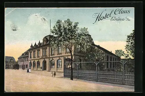 AK Grüna /Sa., Hotel Claus von der Strasse gesehen