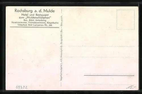 AK Rochsburg a. d. Mulde, Hotel & Restaurant zum Muldenschlösschen