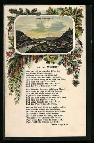 AK Porta Westfalica, Volkslied An der Weser