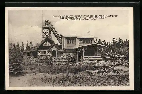 AK Heidenberg /Thür. Wald, Gasthaus Deutsche Hütte mit Aussichtsturm