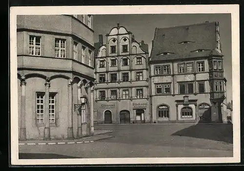 AK Görlitz, Untermarkt mit Alter Waage und Ratsapotheke