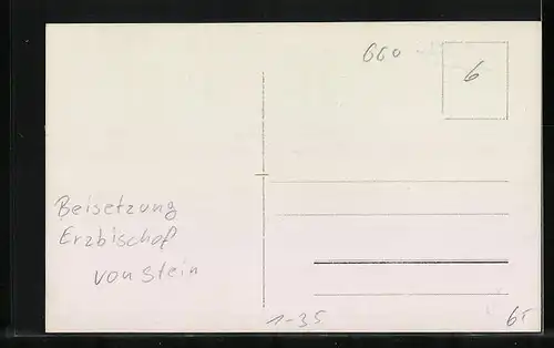 AK Beisetzung des Erzbischofs von Stein 1909 - Prozession mit Geistlichen