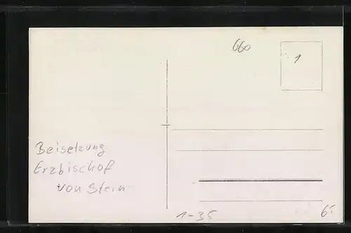 AK Beisetzung des Erzbischofs von Stein 1909 - Trauerzug mit Publikum