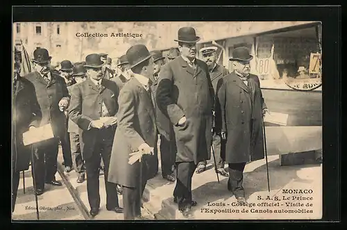 AK Monaco, Le Prince Louis, Visite de l`Exposition de Canots automobiles