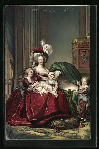 Künstler-AK Marie Antoinette von Frankreich und ihre Kinder