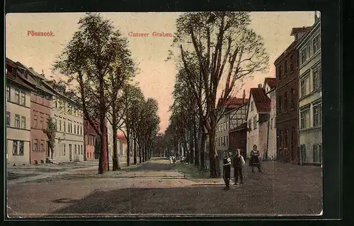 AK Pössneck, Partie an der Strasse Unterer Graben