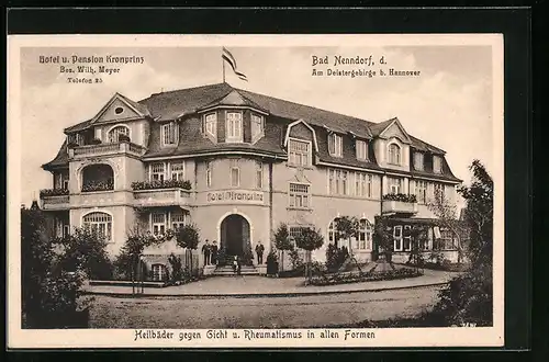 AK Bad Nenndorf, Hotel und Pension Kronprinz von der Strasse gesehen