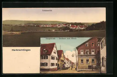 AK Herbrechtingen a. Brenz, Totalansicht mit Umgebung, Hauptstrasse mit Gasthaus zum Hirsch