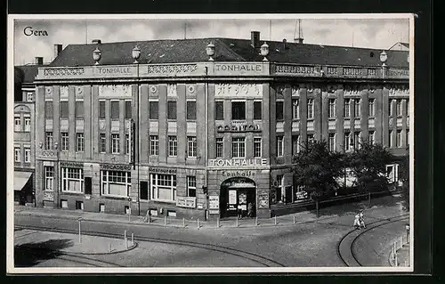 AK Gera, Tonhallen-Betriebe aus der Vogelschau