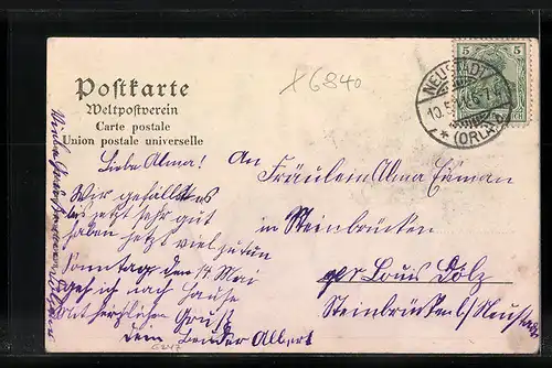 AK Pössneck, Bahnhofstrasse mit Passanten