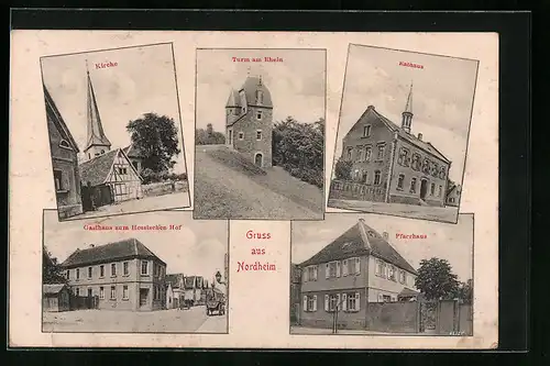 AK Nordheim, Kirche, Rathaus und Pfarrhaus