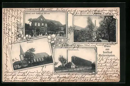 AK Westernkotten, Hotel Wiese, Gradierwerk, Kirche