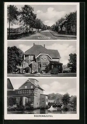 AK Beedenbostel, Villa Zimmermann, Wassermühle, Bahnhofstrasse