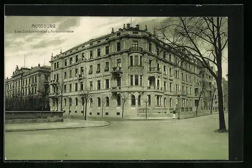 AK Augsburg, Schäzlerstrasse Ecke Holbeinstrasse