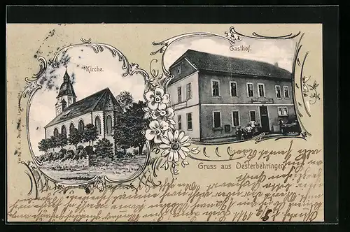 AK Oesterbehringen, Gasthof zum weissen Ross, Kirche