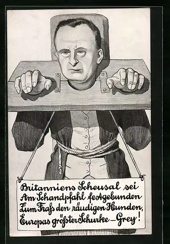 Künstler-AK Britischer Politiker Edward Grey mit Schandkragen