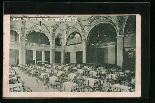 AK Berlin, Gewerksachaftshaus, Grosser Saal, Innenansicht, Engelufer