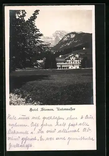 AK Unterwasser, Blick auf das Hotel Sternen