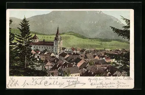 AK Mariazell, Teilansicht mit Kirche