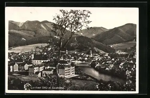 AK Leoben, Panoramablick vom Berg aus gesehen