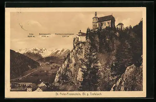 AK St. Peter-Freienstein, Gesamtansicht mit Kirche und Reichenstein