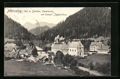 AK Mürzsteg, Partie mit Kaiserl. Jagdschloss