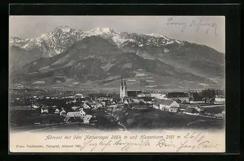 AK Admont, Panorama mit Natterriegel und Hexenturm