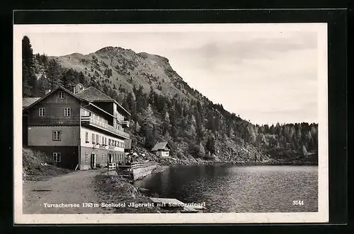 AK Turracherhöhe, Seehotel Jägerwirt mit Schoberriegel am Turrachersee