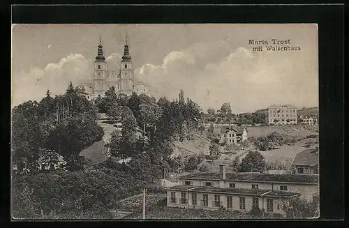 AK Maria Trost, Teilansicht mit Waisenhaus und Kirche