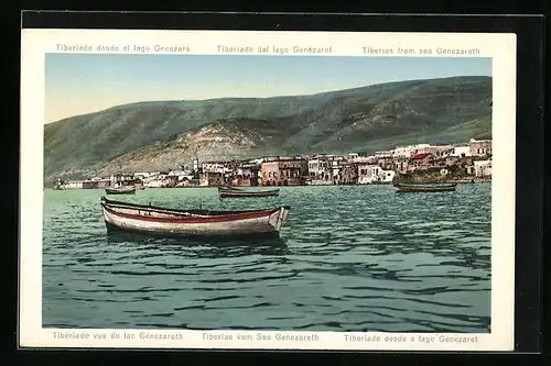 AK Tiberias, Blick vom See Genezareth