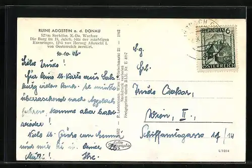 AK Aggstein /Donau, Ruine Aggstein vom Flugzeug aus