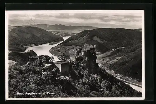 AK Aggstein /Donau, Burg Aggstein aus der Vogelschau