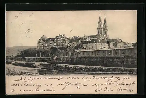 AK Klosterneuburg, Teilansicht mit Chorherren -Stift und Kirche