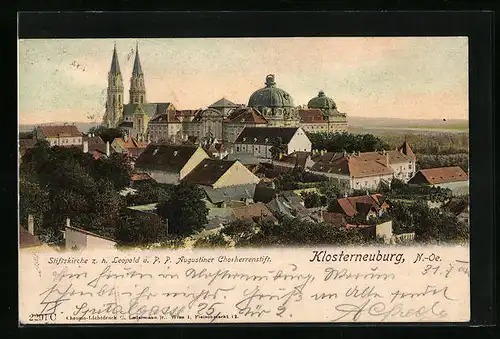 AK Klosterneuburg, Teilansicht mit Stift und Kirche
