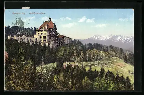 AK Semmering, Südbahnhotel mit Umgebung