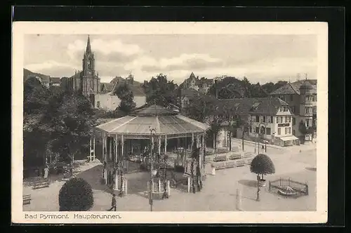 AK Bad Pyrmont, Stadt mit Hauptbrunnen