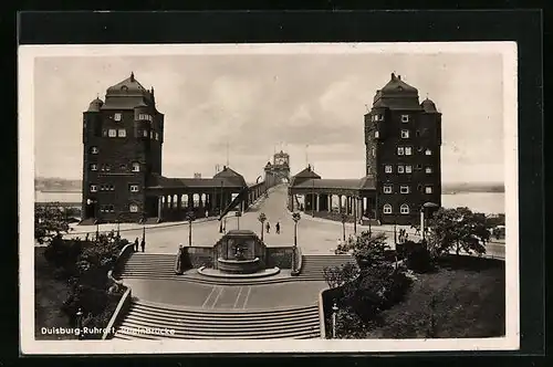 AK Duisburg-Ruhrort, Blick auf die Rheinbrücke