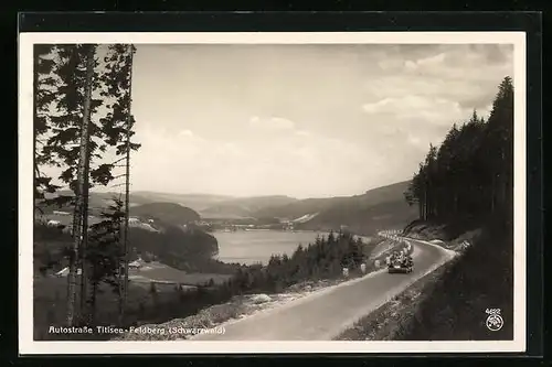 AK Titisee, Autostrasse mit Seeblick