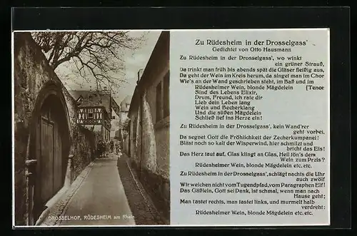 AK Rüdesheim, Gasthaus Drosselhof, Gedicht