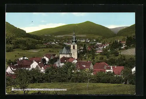 AK Unterschönmattenwag / Odenwald, Totale mit Kirche