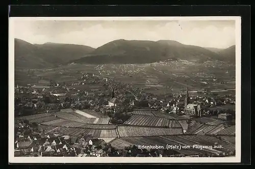 AK Edenkoben / Pfalz, Totale aus dem Flugzeug gesehen