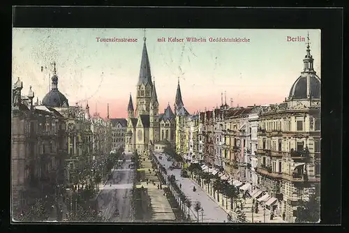 AK Berlin, Tauentzienstrasse mit Kaiser Wilhelm Gedächtniskirche