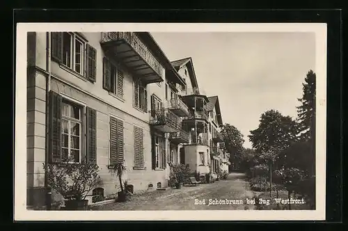 AK Bad Schönbrunn b. Zug, Strassenpartie Westfront