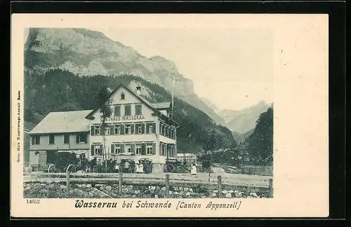 AK Wasserau bei Schwende, Gasthaus Wasserau und Kutschen