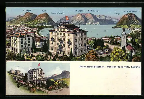 AK Lugano, Adler Hotel Stadthof, Panorama