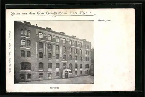 AK Berlin, Gewerkschafts-Haus-Herberge, Engel-Ufer 15