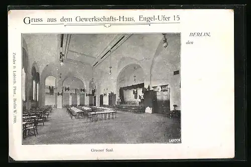 AK Berlin, Gewerkschafts-Haus, Engel-Ufer 15, Grosser Saal