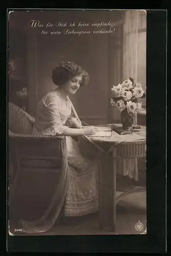 Foto-AK NPG Nr. 3441: Verliebte schreibt einen Liebesbrief