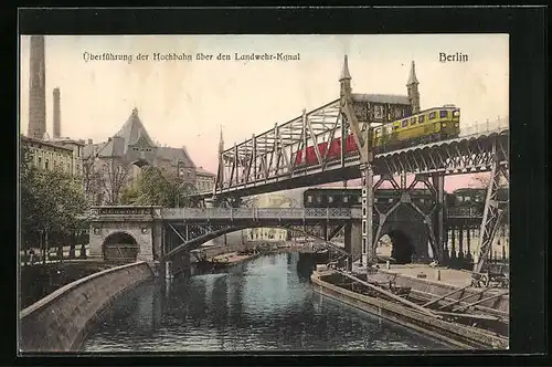 AK Berlin, Überführung der Hochbahn über den Landwehrkanal
